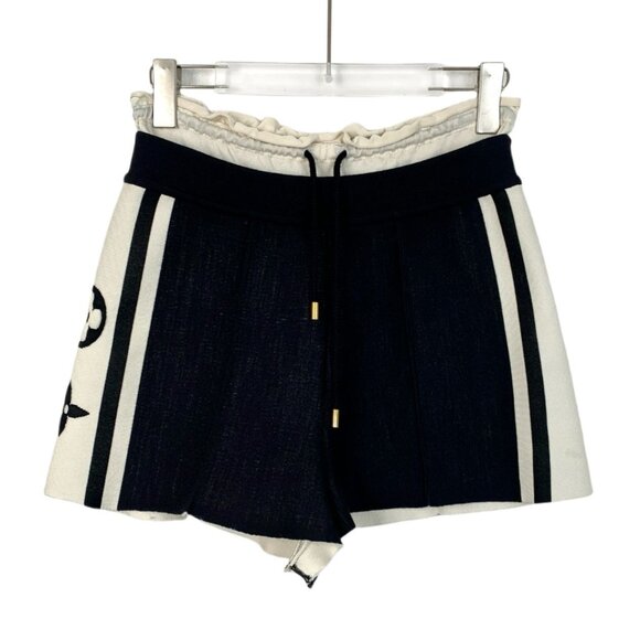 Louis Vuitton Wool Blend Black & White High-Waisted Shorts With Logo Details - Picture 1 of 7